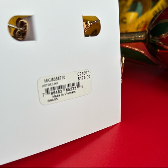 Michael Kors Earrings,Michael Kors Gold Chain Hoop Earrings - Picture 2 of 9